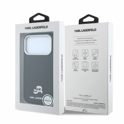 Karl Lagerfeld PU Grained Semi Wrap K&CH Heads Magsafe Case for iPhone 18 Pro / black