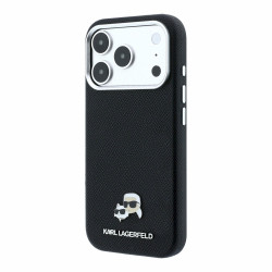 Karl Lagerfeld PU Grained Semi Wrap K&CH Heads Magsafe Case for iPhone 18 Pro Max / Black