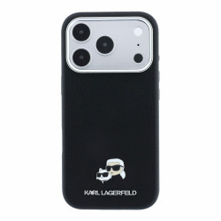 Karl Lagerfeld PU Grained Semi Wrap K&CH Heads Magsafe Case for iPhone 18 Pro Max / Black