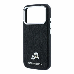 Karl Lagerfeld PU Grained Semi Wrap K&CH Heads Magsafe Case for iPhone 18 Pro Max / Black