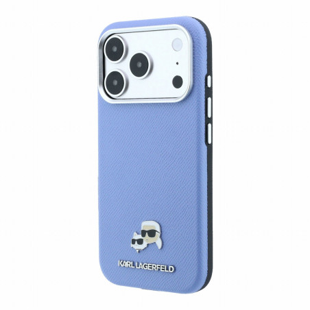 Karl Lagerfeld PU Grained Semi Wrap K&CH Heads Magsafe Case for iPhone 18 Pro / Blue