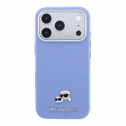 Karl Lagerfeld PU Grained Semi Wrap K&CH Heads Magsafe Case for iPhone 18 Pro Max / Blue