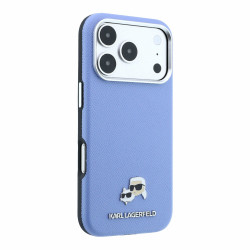 Karl Lagerfeld PU Grained Semi Wrap K&CH Heads Magsafe Case for iPhone 18 Pro Max / Blue