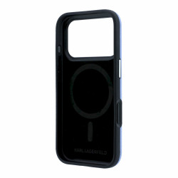 Karl Lagerfeld PU Grained Semi Wrap K&CH Heads Magsafe Case for iPhone 18 Pro Max / Blue