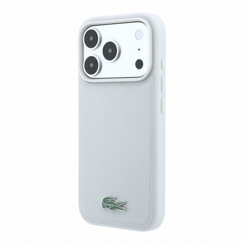 Lacoste PVC Iconic Petit Pique Metal Logo MagSafe Case for iPhone 18 Pro / Light Grey