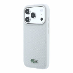 Lacoste PVC Iconic Petit Pique Metal Logo MagSafe Case for iPhone 18 Pro Max / Light Grey