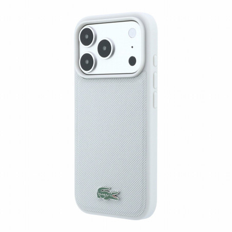 Lacoste PVC Iconic Petit Pique Metal Logo MagSafe Case for iPhone 18 Pro Max / Light Grey