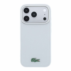 Lacoste PVC Iconic Petit Pique Metal Logo MagSafe Case for iPhone 18 Pro Max / Light Grey