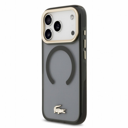 Lacoste IML Shockproof Petit Pique Gold Logo MagSafe Case for iPhone 18 Pro / Black