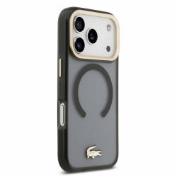 Lacoste IML Shockproof Petit Pique Gold Logo MagSafe Case for iPhone 18 Pro / Black