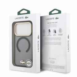 Lacoste IML Shockproof Petit Pique Gold Logo MagSafe Case for iPhone 18 Pro / Black