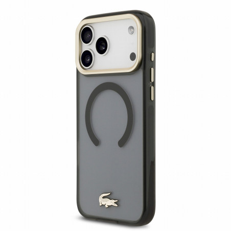 Lacoste IML Shockproof Petit Pique Gold Logo MagSafe Case for iPhone 18 Pro Max / black