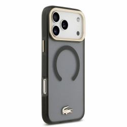Lacoste IML Shockproof Petit Pique Gold Logo MagSafe Case for iPhone 18 Pro Max / black