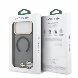 Lacoste IML Shockproof Petit Pique Gold Logo MagSafe Case for iPhone 18 Pro Max / black