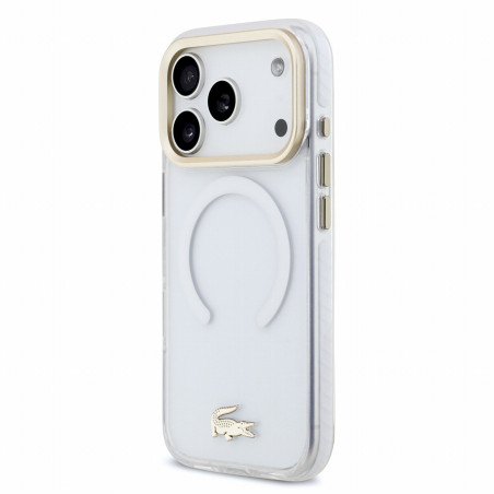 Lacoste IML Shockproof Petit Pique Gold Logo MagSafe Case for iPhone 18 Pro / transparent