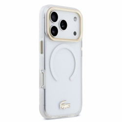 Lacoste IML Shockproof Petit Pique Gold Logo MagSafe Case for iPhone 18 Pro / transparent