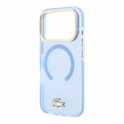 Lacoste IML Shockproof Petit Pique Gold Logo MagSafe Case for iPhone 18 Pro / Blue