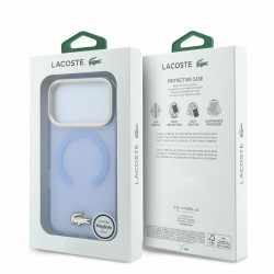 Lacoste IML Shockproof Petit Pique Gold Logo MagSafe Case for iPhone 18 Pro / Blue