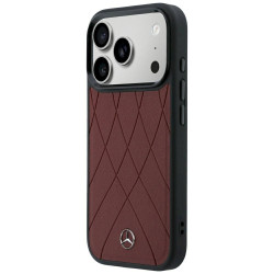 Mercedes Leather Crossed Lines MagSafe for iPhone 18 Pro Max / 17 Pro Max / burgundy