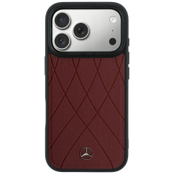 Mercedes Leather Crossed Lines MagSafe for iPhone 18 Pro Max / 17 Pro Max / burgundy