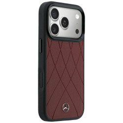 Mercedes Leather Crossed Lines MagSafe for iPhone 18 Pro Max / 17 Pro Max / burgundy