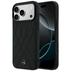 Mercedes Leather Crossed Lines MagSafe for iPhone 18 Pro Max/17 Pro Max / black