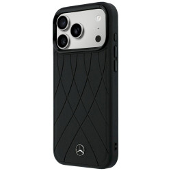 Mercedes Leather Crossed Lines MagSafe for iPhone 18 Pro Max/17 Pro Max / black