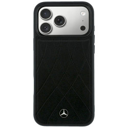 Mercedes Leather Crossed Lines MagSafe for iPhone 18 Pro Max/17 Pro Max / black