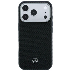 Mercedes Leather Semi Wrap Wood Effect MagSafe for iPhone 18 Pro / 17 Pro black