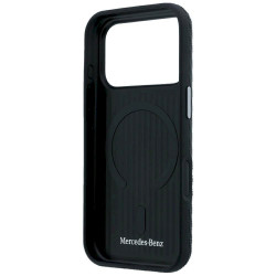 Mercedes Leather Semi Wrap Wood Effect MagSafe for iPhone 18 Pro / 17 Pro black