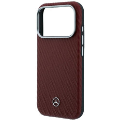 Mercedes Leather Semi Wrap Wood Effect MagSafe for iPhone 18 Pro Max / 17 Pro Max burgundy