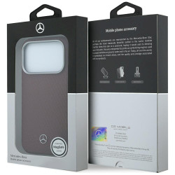 Mercedes Leather Semi Wrap Wood Effect MagSafe for iPhone 18 Pro Max / 17 Pro Max burgundy