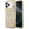Guess IML Leopard Glitter Triangle Logo MagSafe Case for iPhone 18 Pro / iPhone 17 Pro / brown