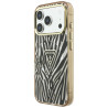 Guess IML Zebra Glitter Triangle Logo MagSafe Case for iPhone 18 Pro / iPhone 17 Pro / gold