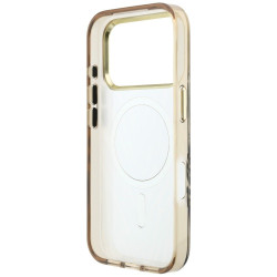 Guess IML Zebra Glitter Triangle Logo MagSafe Case for iPhone 18 Pro / iPhone 17 Pro / gold