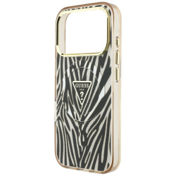 Guess IML Zebra Glitter Triangle Logo MagSafe for iPhone 18 Pro Max / iPhone 17 Pro Max / gold