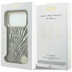 Guess IML Zebra Glitter Triangle Logo MagSafe for iPhone 18 Pro Max / iPhone 17 Pro Max / gold