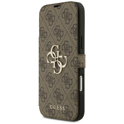 Guess Book 4G Metal Logo Case for iPhone 18 Pro Max / iPhone 17 Pro Max Brown