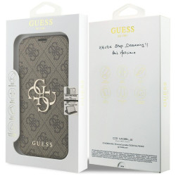 Guess Book 4G Metal Logo Case for iPhone 18 Pro / iPhone 17 Pro Brown