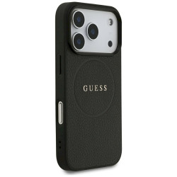 Guess Grained Gold Ring MagSafe Case for iPhone 18 Pro / iPhone 17 Pro Black