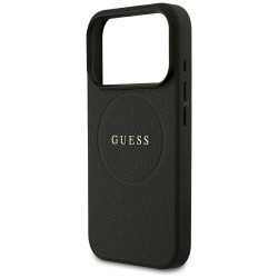 Guess Grained Gold Ring MagSafe Case for iPhone 18 Pro / iPhone 17 Pro Black
