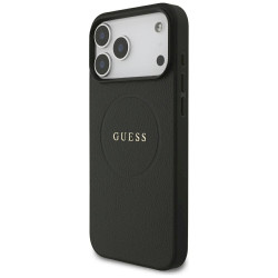 Guess Grained Gold Ring MagSafe Case for iPhone 18 Pro Max / iPhone 17 Pro Max / black