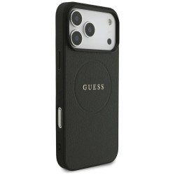 Guess Grained Gold Ring MagSafe Case for iPhone 18 Pro Max / iPhone 17 Pro Max / black