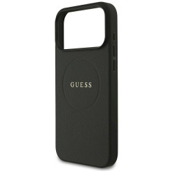 Guess Grained Gold Ring MagSafe Case for iPhone 18 Pro Max / iPhone 17 Pro Max / black