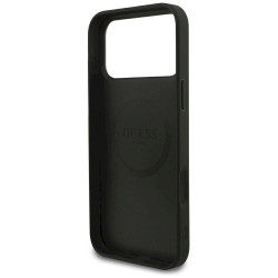Guess Grained Gold Ring MagSafe Case for iPhone 18 Pro Max / iPhone 17 Pro Max / black