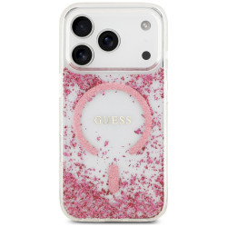Guess Resin Bottom Glitter MagSafe Case for iPhone 18 Pro / iPhone 17 Pro / pink