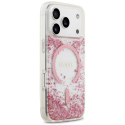 Guess Resin Bottom Glitter MagSafe Case for iPhone 18 Pro / iPhone 17 Pro / pink