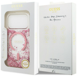 Guess Resin Bottom Glitter MagSafe Case for iPhone 18 Pro / iPhone 17 Pro / pink