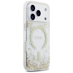 Guess Resin Bottom Glitter MagSafe Case for iPhone 18 Pro / iPhone 17 Pro / gold