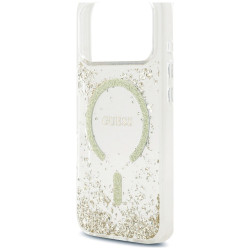 Guess Resin Bottom Glitter MagSafe Case for iPhone 18 Pro / iPhone 17 Pro / gold